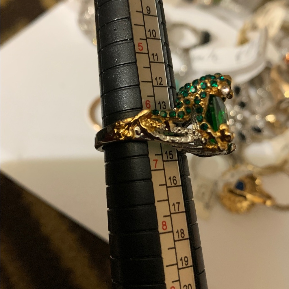 Frog Shaped Large Emerald Green Statement Ring Si… - image 7